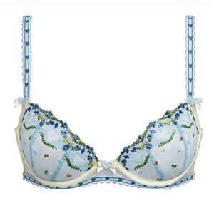 FOR LOVE & LEMONS Blue Midsummer Embroidered Bra
